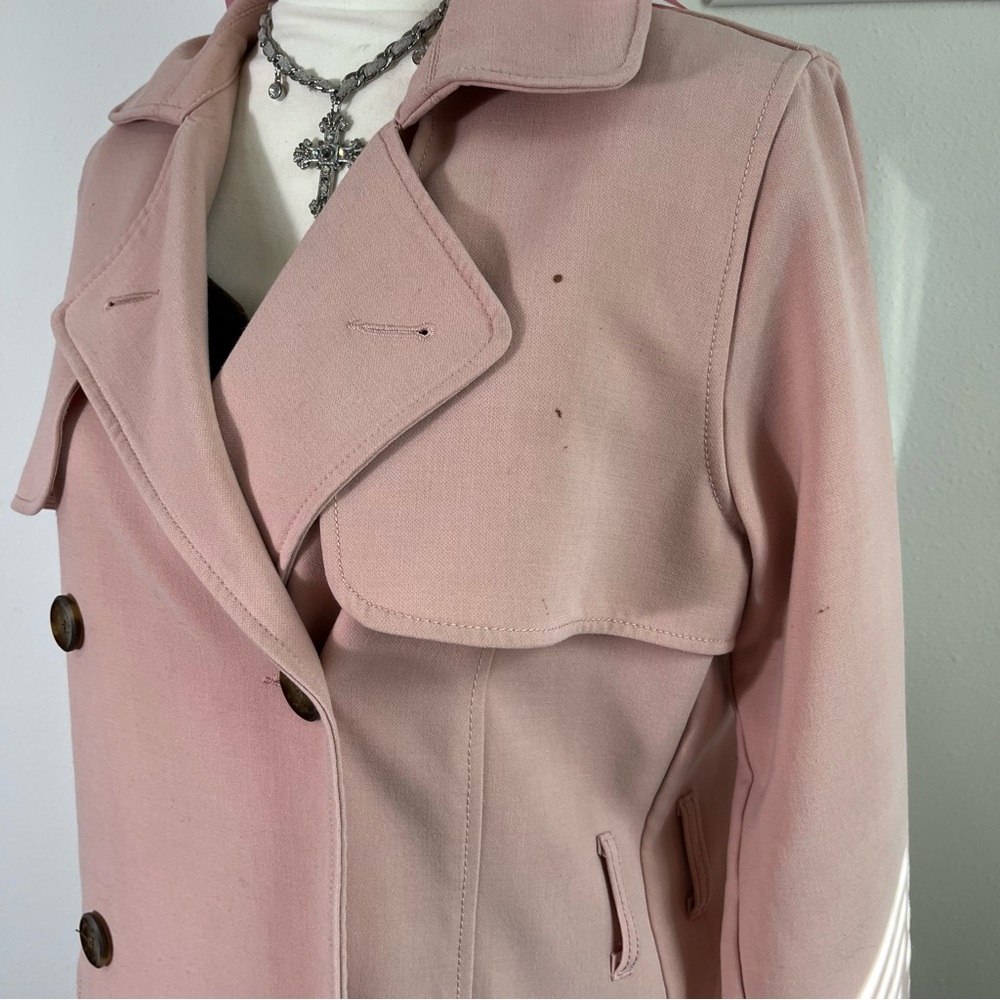 Abercrombie & Fitch Baby Pink Blush Trench Coat Y2K Vtg Womens Size Medium - Picture 3 of 9